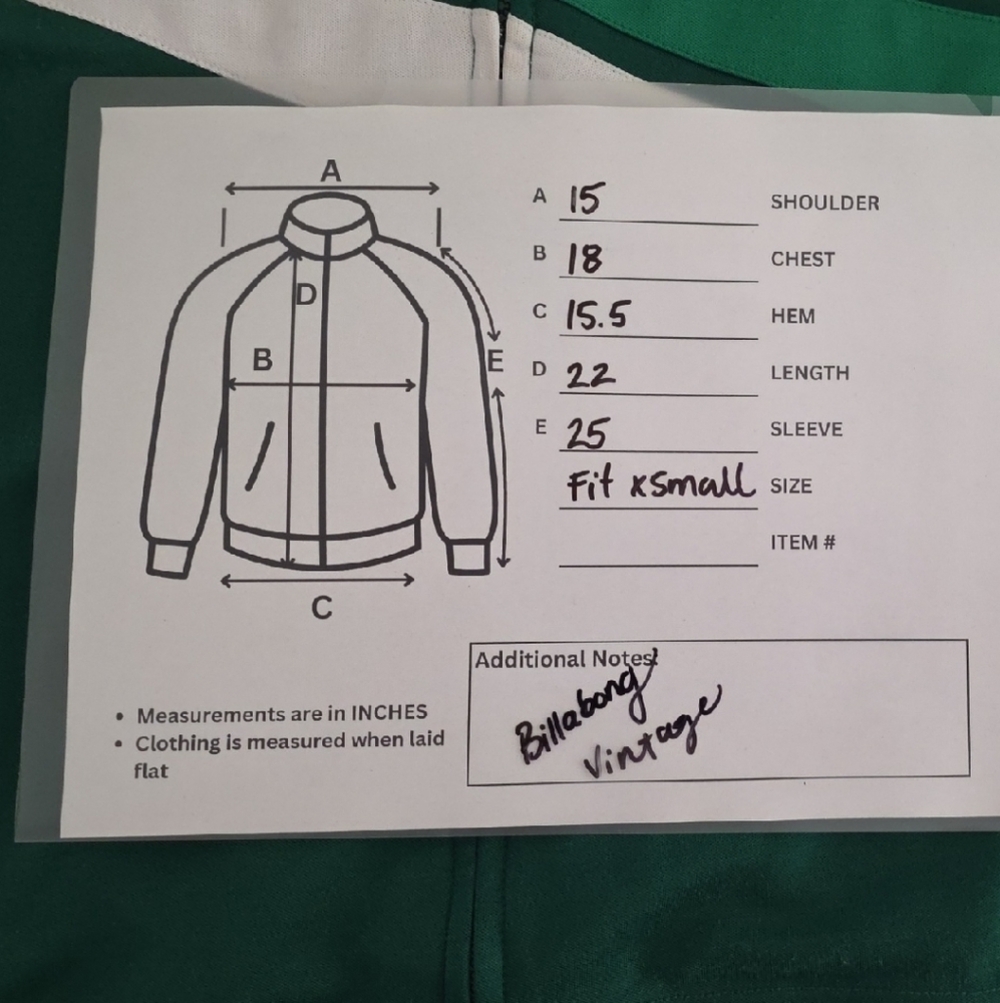 Billabong Vintage Green Track Jacket – Retro Y2K Style – Tag M but fit XS - Picture 11 of 14